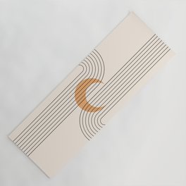 Geometric Lines in Black and Beige 18 (Rainbow and Moon Abstraction) Yoga Mat