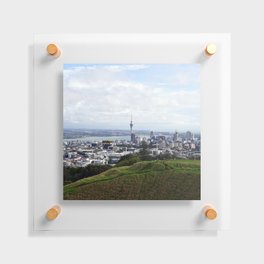 New Zealand Photography - Sky Tower Seen From  A Grassy Hill Floating Acrylic Print