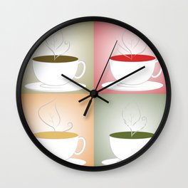 Tea Cups: Mate, Rooibos, Oolong, Matcha Wall Clock