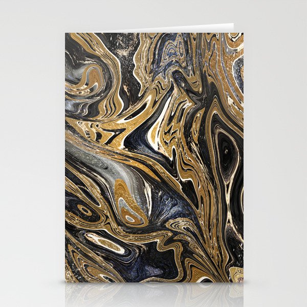 Black and Gold Liquid Marble Stationery Cards