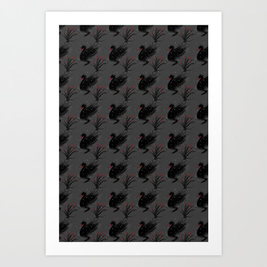Winter Black Swan Art Print