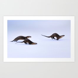 Otters Art Print | Cute, Seaweed, Sea Otter, Pearl, Otter, Clam, Urchin, Seaside, Ocean, Painting 