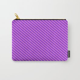 [ Thumbnail: Orchid & Purple Colored Striped/Lined Pattern Carry-All Pouch ]