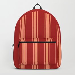 [ Thumbnail: Red & Light Salmon Colored Lines Pattern Backpack ]