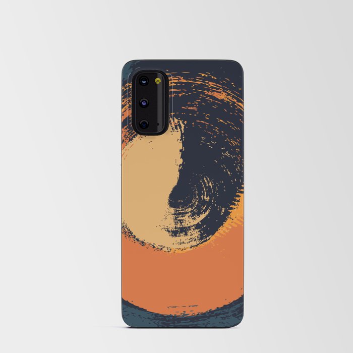Bottle - Abstract Circle Colourful Swirl Art Design in Orange and Dark Blue Android Card Case