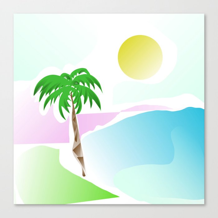 Tropical palmtree,sunset summer design Canvas Print