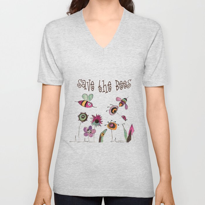 Save the Bees V Neck T Shirt