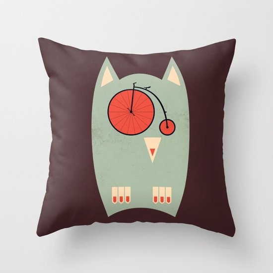 Vintage Bikeowl Throw Pillow