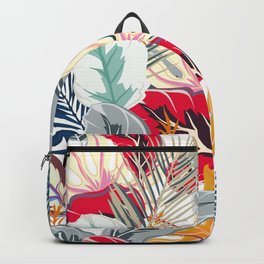 Colorful Leaves Tropical Palm Pattern Art Background Backpack