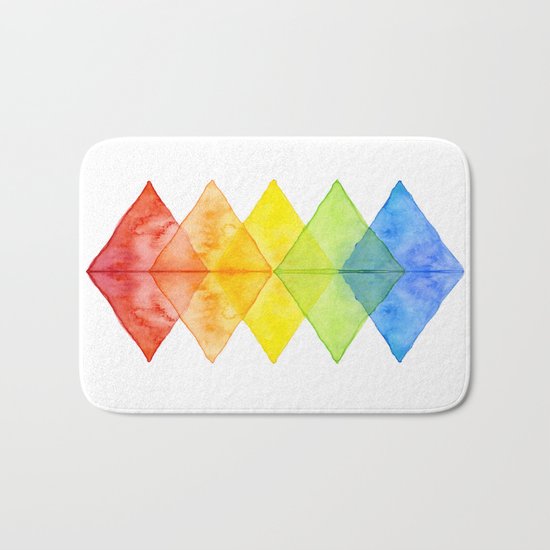 Geometric Watercolor Shapes Triangles Pattern Bath Mat