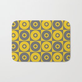 Grey Yellow Geometric Circle Repeat Pattern Bath Mat