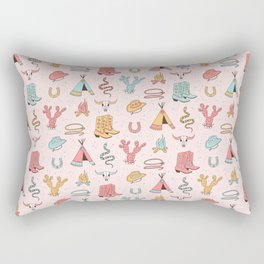 Cute Cowgirl Pattern, Cowboy Print Rectangular Pillow