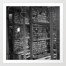 A book lovers dream - Cast-iron Book Alcoves Cincinnati Library black and white photography Art Print