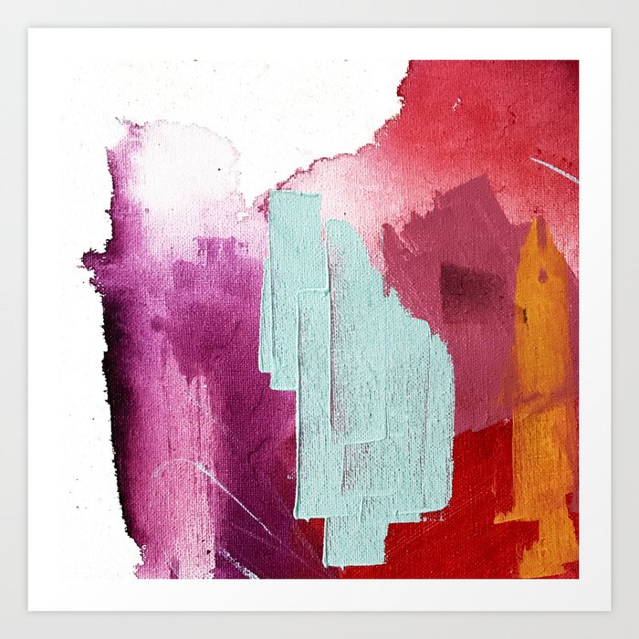Desert Daydreams 3 A Colorful Abstract Mixed Media Piece In Purple Blue Pinks And Orange Art Print