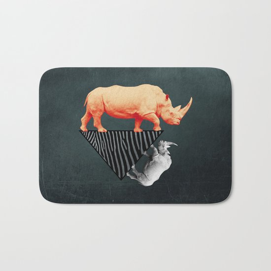 The orange rhinoceros who wanted to become a zebra Bath Mat