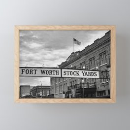 Fort Worth Stockyards Black White Framed Mini Art Print