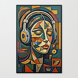 Woman with headphones  Canvas Print