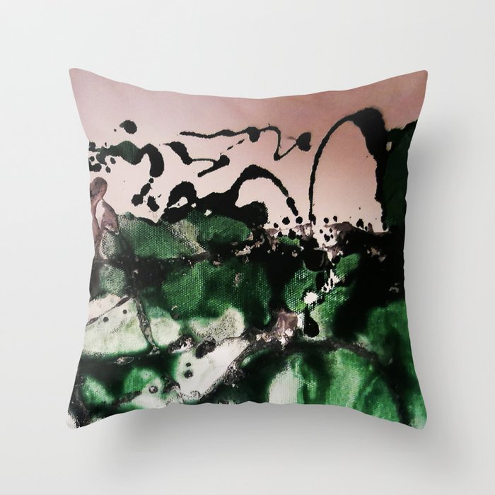 pink and green  Throw Pillow