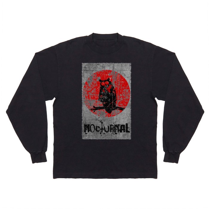 Nocturnal - Grunge Owl Long Sleeve T Shirt