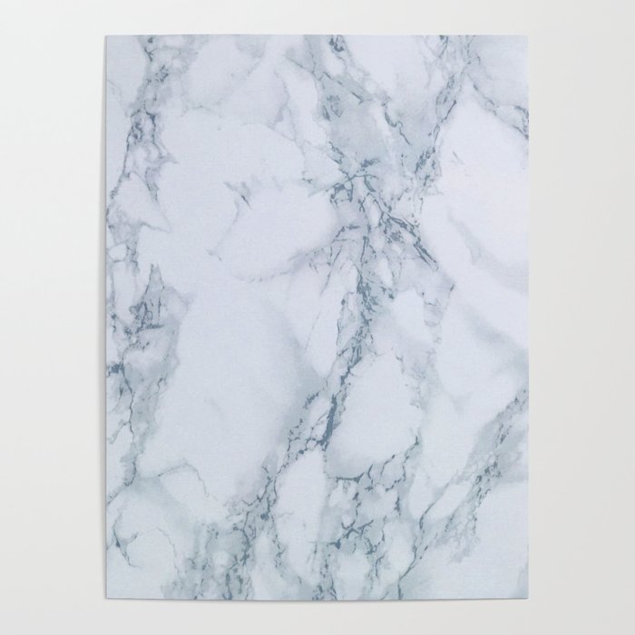 Elegant Creamy White Marble With Light Blue Veins Poster By Dec02 Society6