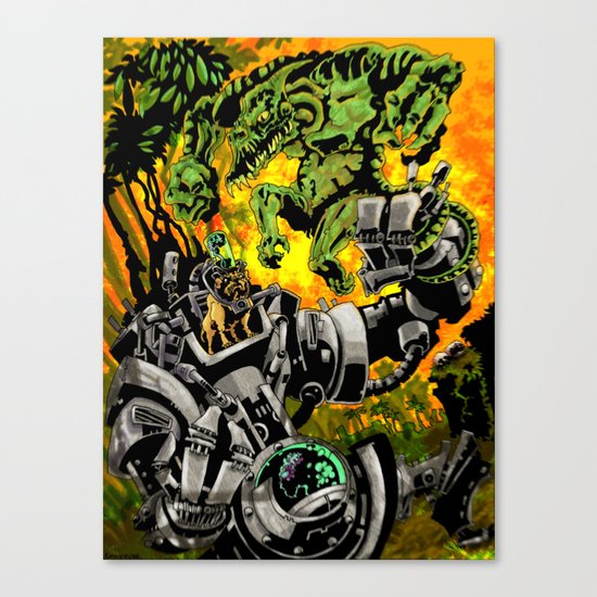 Doktor Steampug Versus Gorillizard! Canvas Print
