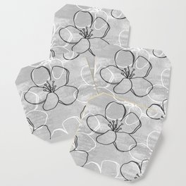 Abstract ornament of blooming apple tree.Seamless pattern. .Image on a white and color background. Coaster