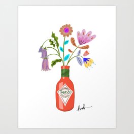Hot Sauce Flower Pot Art Print