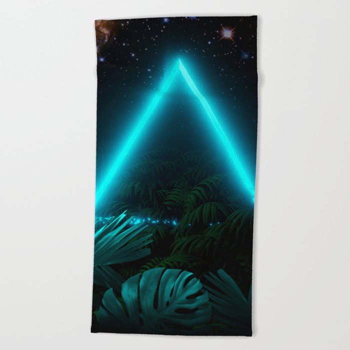Neon landscape: Green Triangle & tropic Beach Towel