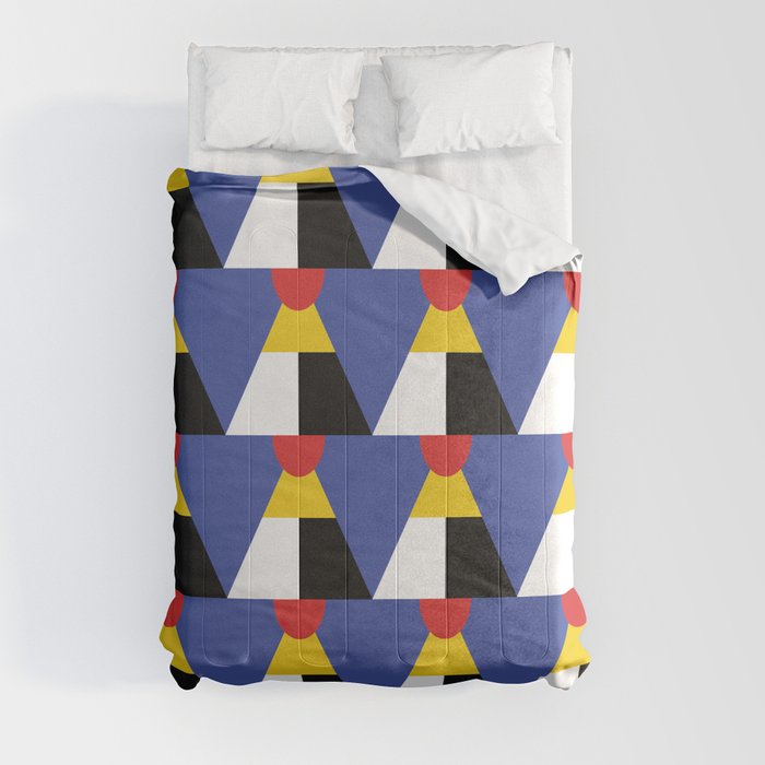 geometric pattern bauhaus primary colors Comforter