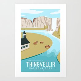 Thingvellir National Park Travel Poster Art Print