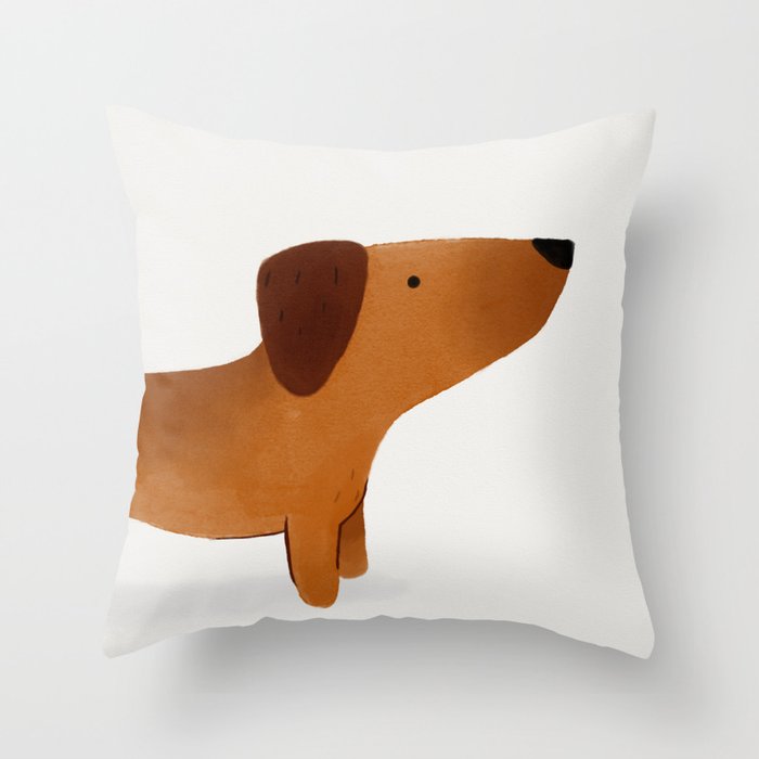 Watercolor Dachshund Weiner Dog Throw Pillow By Keatonnugent