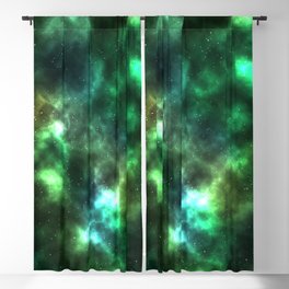 green galaxy nebula with stars Blackout Curtain
