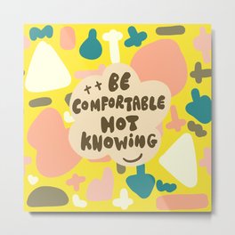 Be Comfortable Not Knowing  Metal Print | Cross, Acrylic, Green, Pop Art, Children, Graphite, Line, Hope, Puzzle, Drawing 