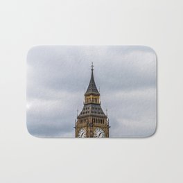 Great Britain Photography - Big Ben Under The Gray Cloudy Clouds Bath Mat