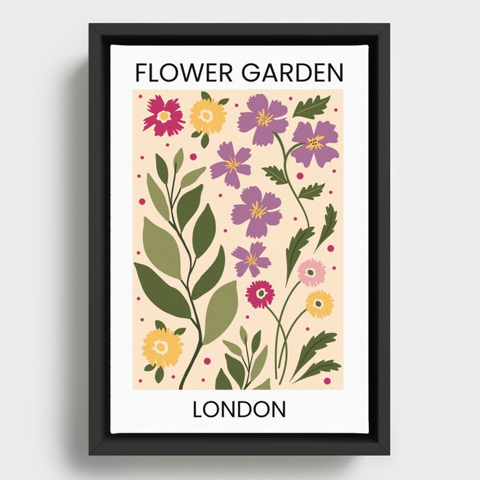 Flower Garden | London, England | Floral Art Poster Framed Canvas