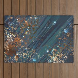 Blue background with bronze Outdoor Rug