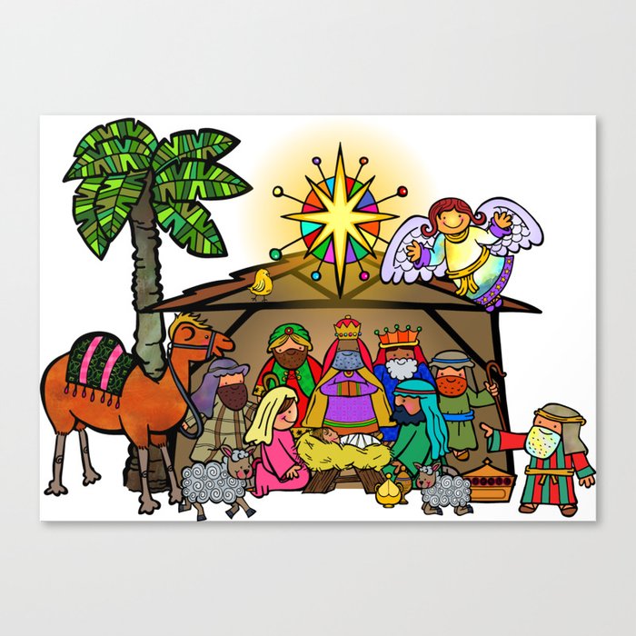 Christmas Nativity Cartoon Doodle Canvas Print By Prawny Society6 Christmas nativity religious bethlehem crib scene vector. christmas nativity cartoon doodle canvas print by prawny