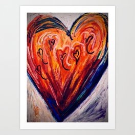 Love Conquers All Art Print | Emotional, Emotion, Hearts, Pastel, Loving, Meaningful, Drawing, Lovehearts, Self Expression, Colorful 
