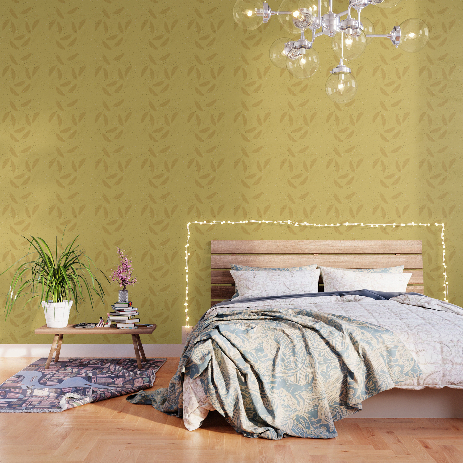 Gold Feather on Gold Wallpaper by Minimal By Tafida | Society6