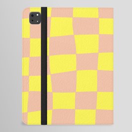 Hand Drawn Checkerboard Pattern (pink/yellow) iPad Folio Case