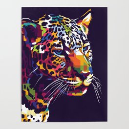 Leopard face with pop art style Poster