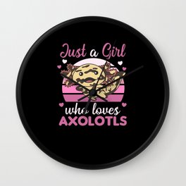 Axolotl Lovers Sweet Animals For Girls Pink Wall Clock
