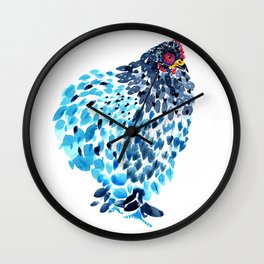 Blue Cochin Hen Wall Clock | Pattern, Watercolor, Hen, Farmanimals, Barn, Birds, Quirky, Painting, Duck, Country 