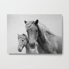 Horses - Black & White Metal Print | Wildlife, Farm, Children, Digital, Nursery, Photo, Farmhouse, Pony, Wild, Horse 