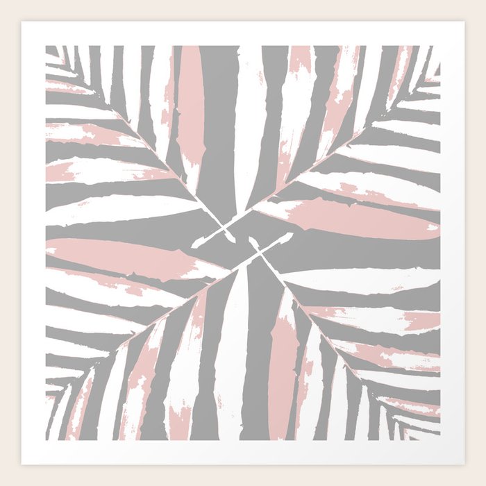 Geometric White Pink On Light Grey Art Print By Designeddreams