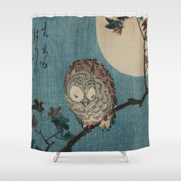 Vintage Japanese Owl Shower Curtain