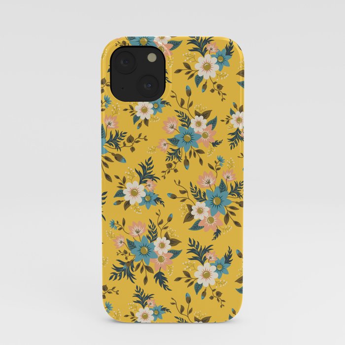 Flowers iPhone Case | Graphic-design, Illustration, Digital, Flowers, Floral, Yellow, Pattern, Botanical, Decor, Spring