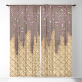Melting Chocolate Lover Ice Cream Sweet Tooth Candy Sheer Curtain