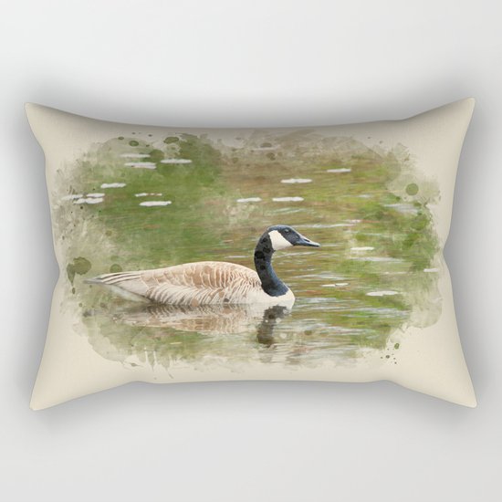 Watercolor Goose Art Rectangular Pillow