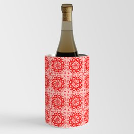 Vintage Red Flower Quilt Mid-Century Modern Pattern Wine Chiller
